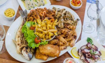 Blue fresh seafood